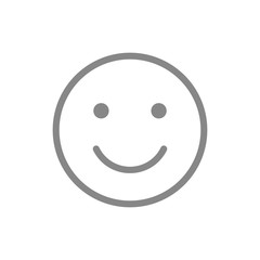 Smiley emoji line icon. Happy, success, satisfaction face symbol.