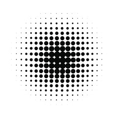 Circle gradient halftone dots background. Pop art template, texture. Vector illustration