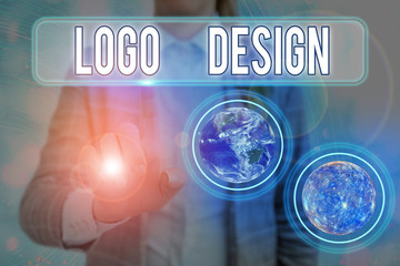 Text sign showing Logo Design. Business photo text a graphic representation or symbol of company...
