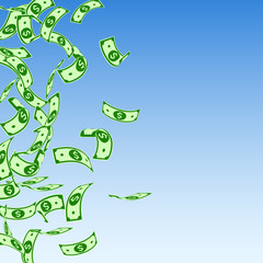 American dollar notes falling. Floating USD bills 