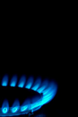 Blue gas flame on a cooker