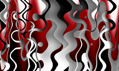 Abstract black white 3d, vertical waves, lines, red background, for holiday, postcard, invitation, business ideas