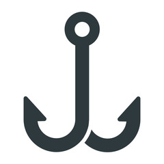 fishing hook black icon on white background