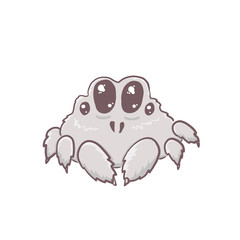 Illustration of a cute grey cartoon little furry spider. Children's illustration for a poster, t-shirt or children's book.
