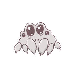 Illustration of a cute grey cartoon little furry spider. Children's illustration for a poster, t-shirt or children's book.
