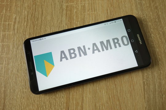 KONSKIE, POLAND - March 11, 2019: ABN AMRO Bank N.V. logo displayed on smartphone
