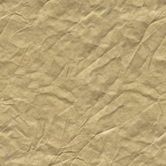 Crumpled paper background in brown color for your best greeting card. Seamless texture.