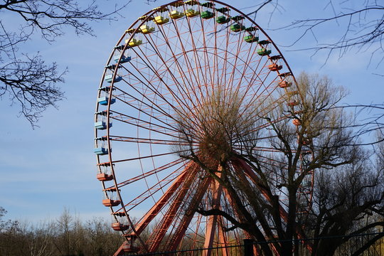 Abandoned ferris wheel, Spreepark, Plaenterwald, Berlin, Germany  