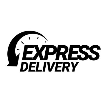 Express Delivery Icon. Black and white emblem. Symbol of fast mail delivery. Easy-to-read sign when downsizing. Vector illustration