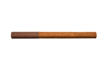 Cigarillo isolated on the white background.Cigar with filter on a white background.