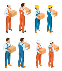 Isometric worker man in work clothes