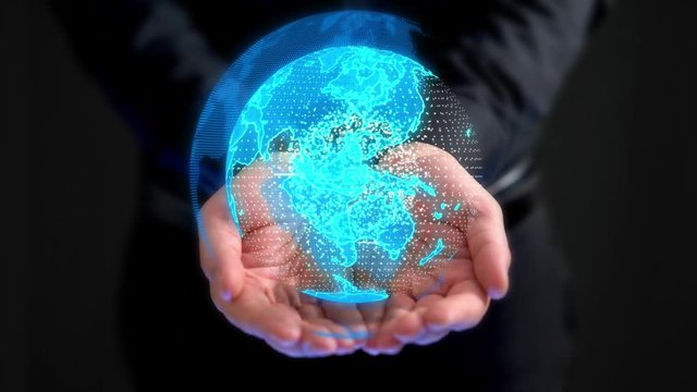 The world in your hands Earth in hands Technology world Digital map
4K - UHD
