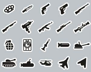 Weapons Icons Black & White Sticker Set Big
