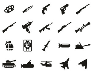 Weapons Icons Black & White Set Big
