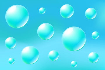 Water balloons, underwater, soap bubbles, transparent balls, blue spheres, air bubble,