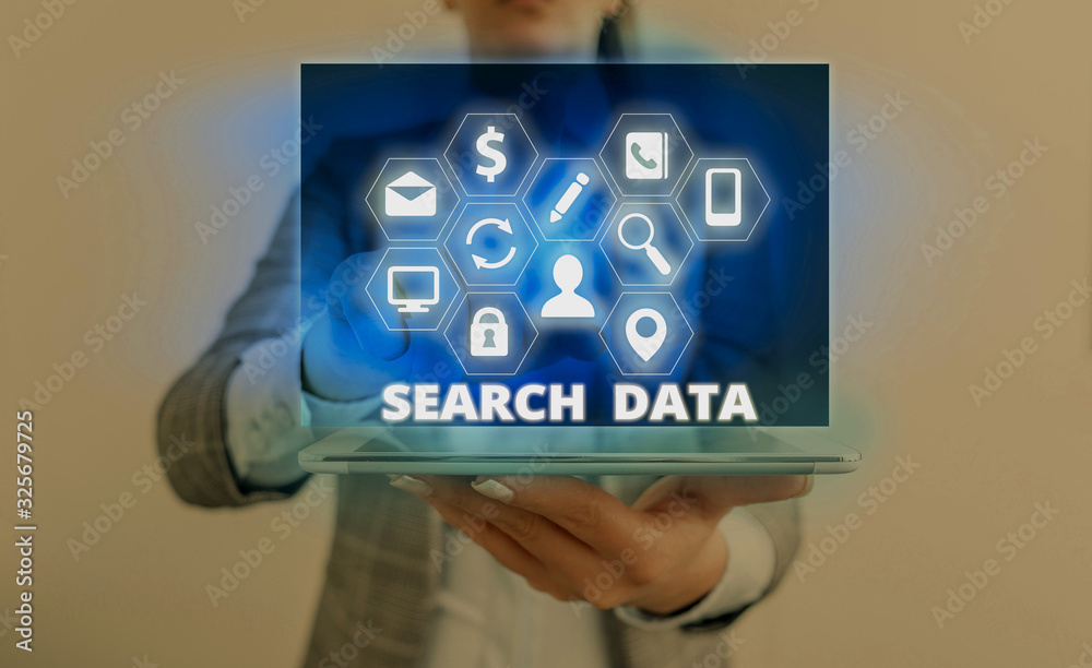 Poster word writing text search data. business photo showcasing efficient retrieval of specific items from 