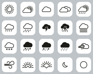 Weather Icons Black & White Flat Design Set Big