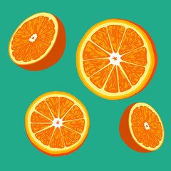 Orange slice with shadow