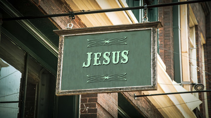 Obraz premium Street Sign to Jesus