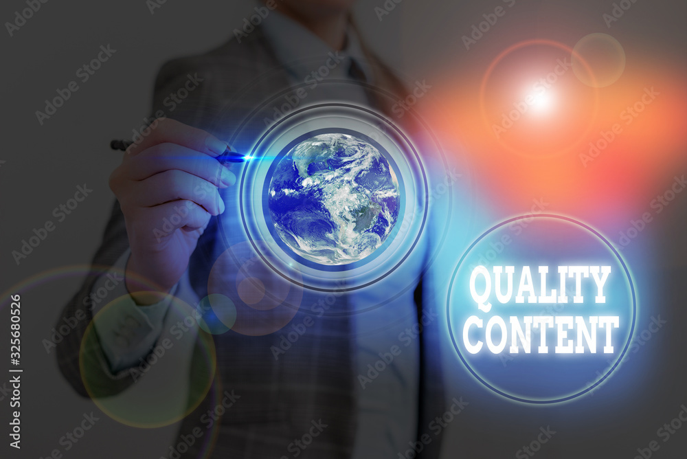 Poster writing note showing quality content. business concept for content that delivers value and consists 