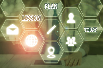 Word writing text Lesson Plan. Business photo showcasing a teacher s is detailed description of the...