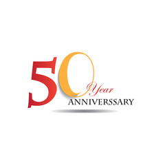 50 Years Anniversary Celebration Red And Orange Vector Template Design Illustration