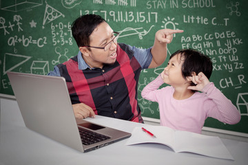 Daughter get scolded while studying in the class