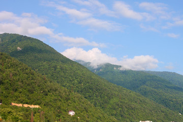 Fototapeta na wymiar View of the mountains against the sky. Gagra, Abkhazia