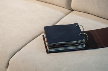 Luxury leather samples close-up. Can be used as background. Industry background