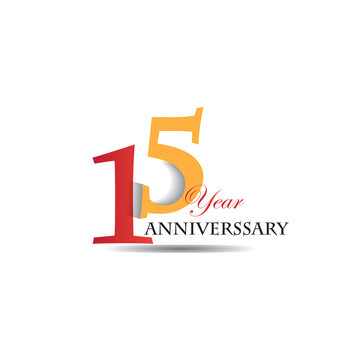 15 Years Anniversary Celebration Red And Orange Vector Template Design Illustration