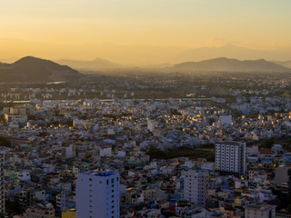 Sunset aerial view of Nha Trang, Vietnam