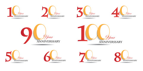 Years Anniversary Celebration Red And Orange Vector Template Design Illustration