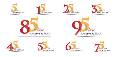 Years Anniversary Celebration Red And Orange Vector Template Design Illustration