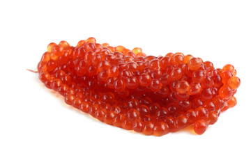 Red caviar isolated on white