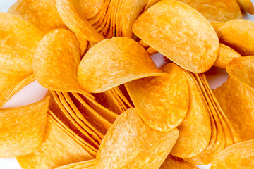 Potato chips isolated on white background