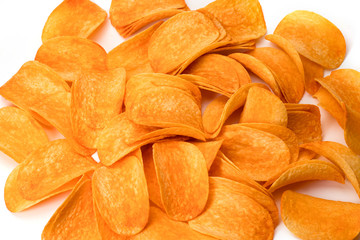 Potato chips isolated on white background