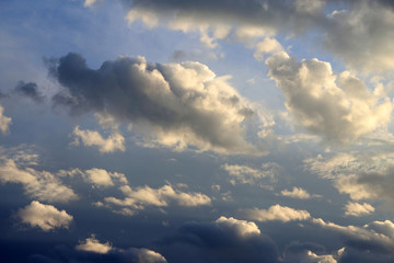 Bright cirrus clouds before sunset