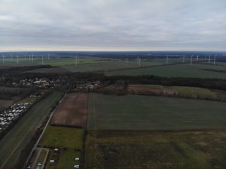Fototapeta na wymiar Aerial view of Tiefensee, Höhenland, Werneuchen, Brandenburg, Germany