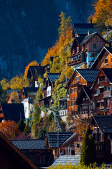 beautiful view of the streets of a small famous city Hallstatt