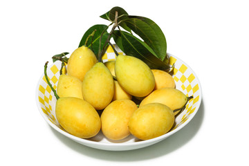 Gandaria (Maprang) in a bowl isolated on white background