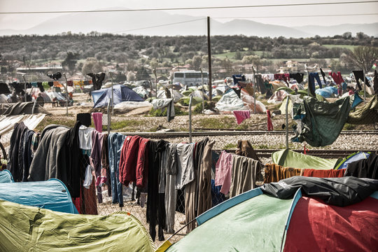 Greece, Idomeni (border with Macedonia), March 22nd 2016: the biggest refugee camp in Europe at that time, hosting up to 11.000 people mostly from Syria, Afghanistan and Iraq.