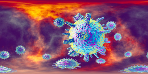 Obraz na płótnie Canvas 360-degree VR spherical panorama of Covid-19, Novel Coronavirus