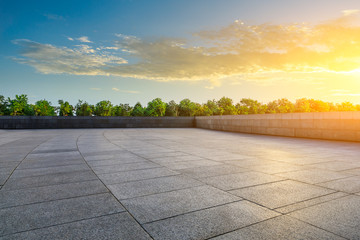 Empty square platform and woods background landscape