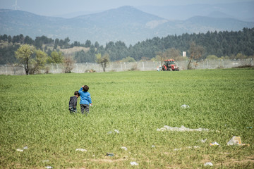 Greece, Idomeni (border with Macedonia), March 22nd 2016: the biggest refugee camp in Europe at that time, hosting up to 11.000 people mostly from Syria, Afghanistan and Iraq.