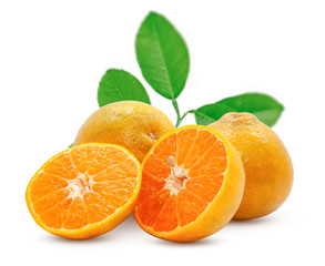 Fresh orange fruit isolated on white background