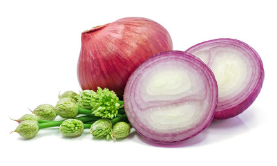 Fresh Red onion isolated on white background