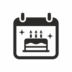 Birthday calendar icon. Vector icon isolated on white background.