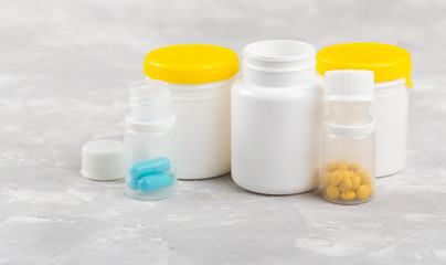 Concept of new chinese corona virus. Medicine equipment and pills