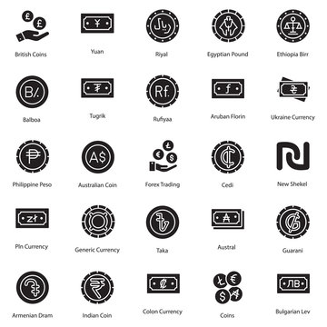  Editable Capital and Currencies Solid Vectors Pack 