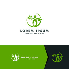 Health logo design, Wellness yoga icon symbol vector